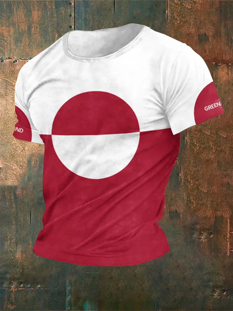 Cardydony Greenland Flag Print Casual T-shirt