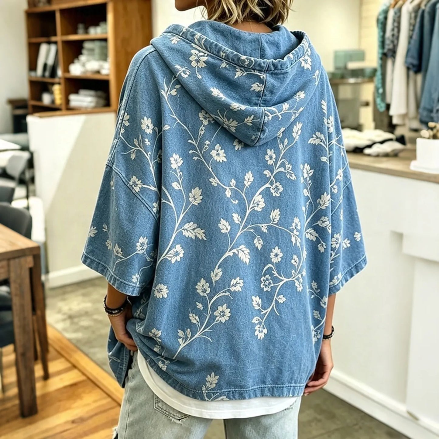 Cardydony Women's Floral Print Hooded Sweatshirt