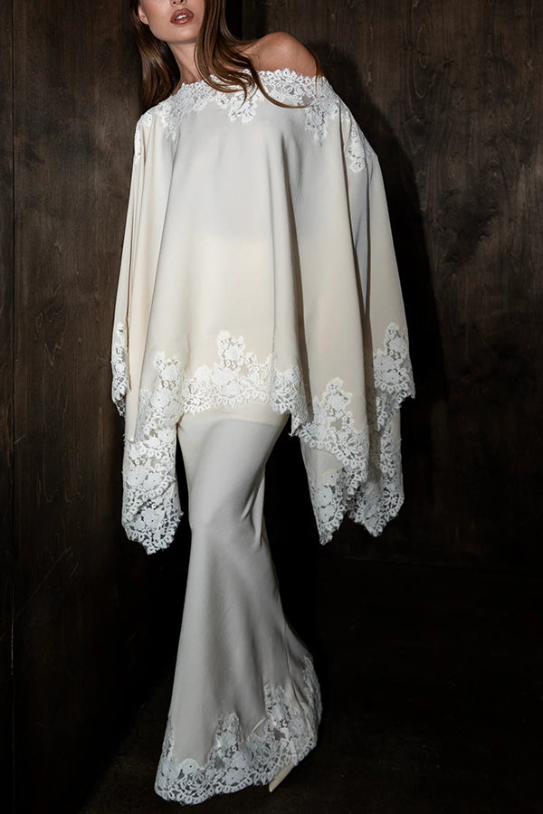 Cardydony Women's Like A Swan Satin Lace Trim High Rise Elastic Waist Drape Maxi Skirt