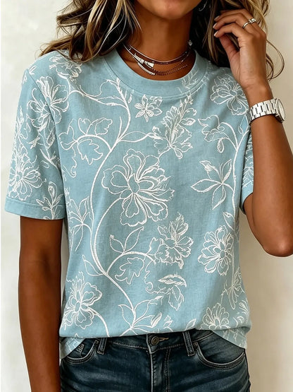 Cardydony Women's Bohemian Floral Patterns Print T-shirt