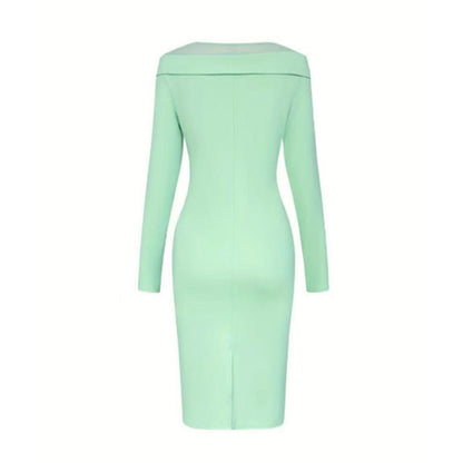 Cardydony Elegant Round Neck Three Dimensional Flower Decorated Midi Dress