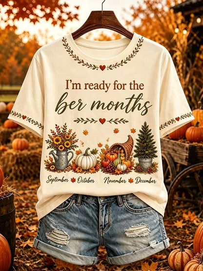 Cardydony Women's Retro "i'm Ready For The Ber Months" Printed Casual T-shirt