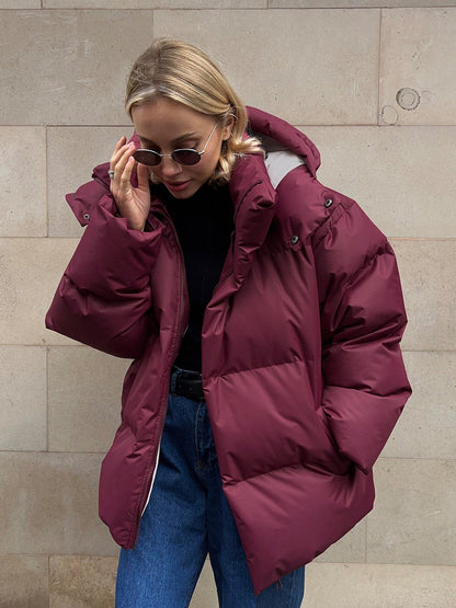 Cardydony Women's Oversized Winter Puffer Jacket with High Neck