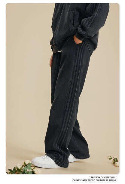 Cardydony Women's Vintage Wash Track Pants | Loose Straight Athletic Pants