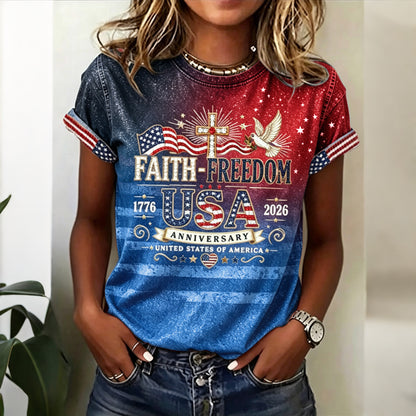 Cardydony Women's Retro Independence Day Anniversary T-shirt