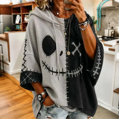 Cardydony Women's Halloween Pumpkin Face Printing Hoodie