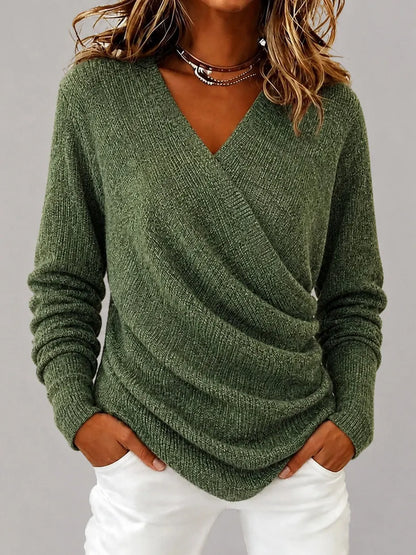 Cardydony Women's Solid Color V Neck Knit Sweater