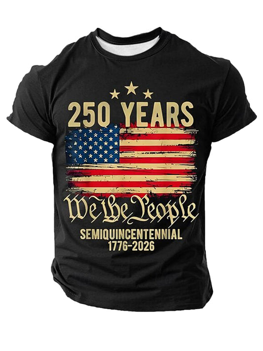 Cardydony Men's Casual Us America 250 Year Anniversary Veterans Day T Shirt