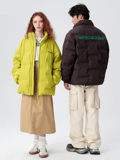 Cardydony "Impressionism" Print Stand Collar Down Jacket