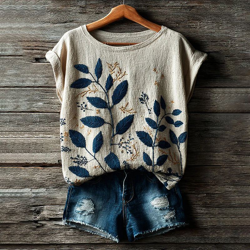 Cardydony Vintage Floral Art Print Casual Short Sleeve T-shirt