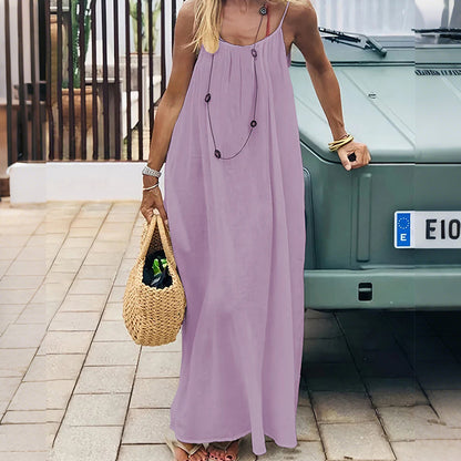 Cardydony Women's Solid Color Backless Cami Dress
