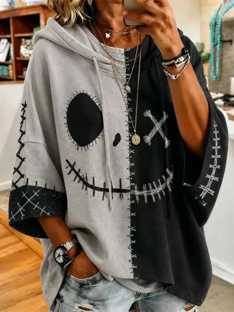 Cardydony Women's Halloween Pumpkin Face Printing Hoodie