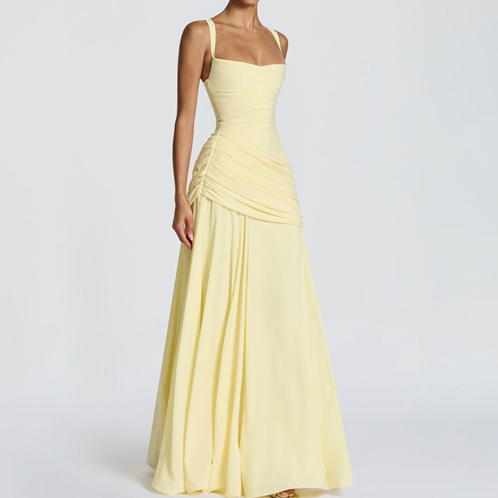 Cardydony Elegant Solid Color Waistless Backless Fishtail Dress