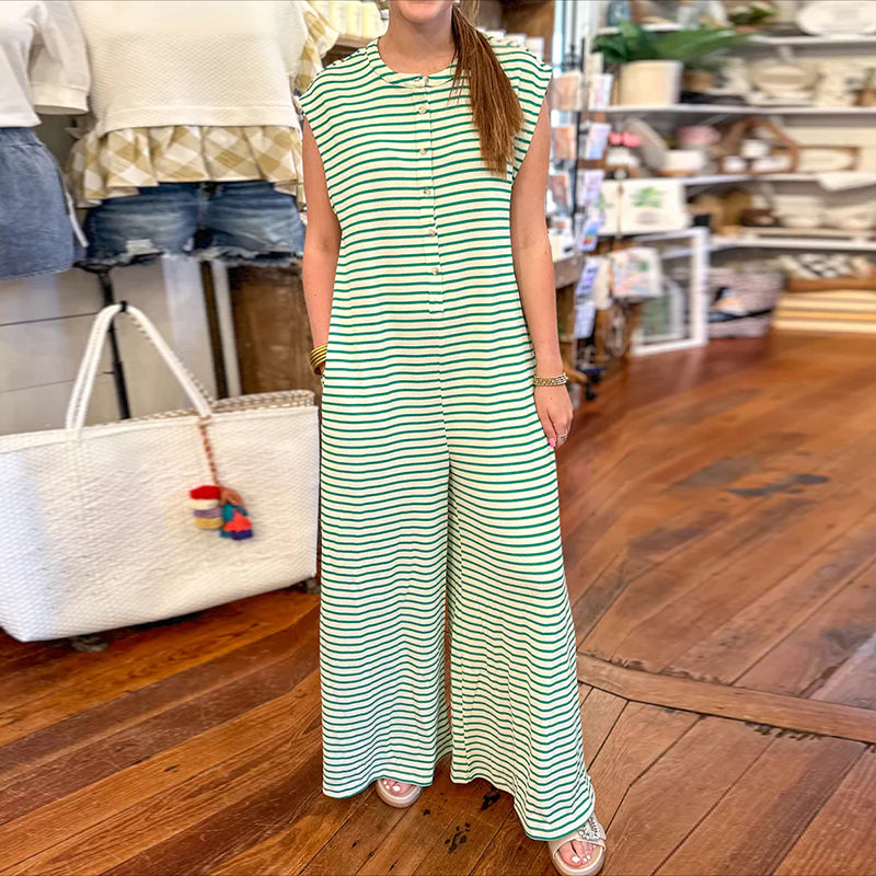 Cardydony Women's Oversized Striped Sleeveless Jumpsuit