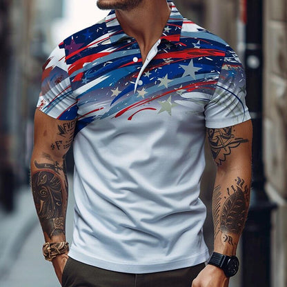 Cardydony Men's Vintage America's 250th Anniversary Print Polo Shirt