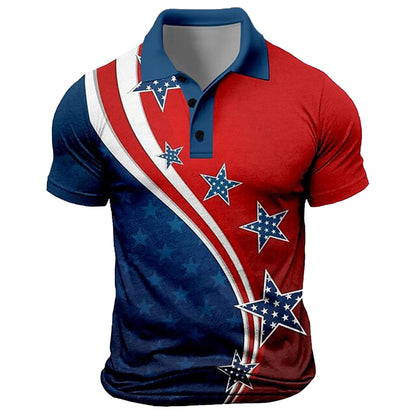 Cardydony Men's Retro America's 250th Anniversary Print Polo Shirt