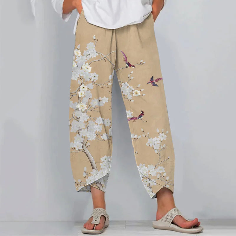 Cardydony Floral Print Loose Casual Pants