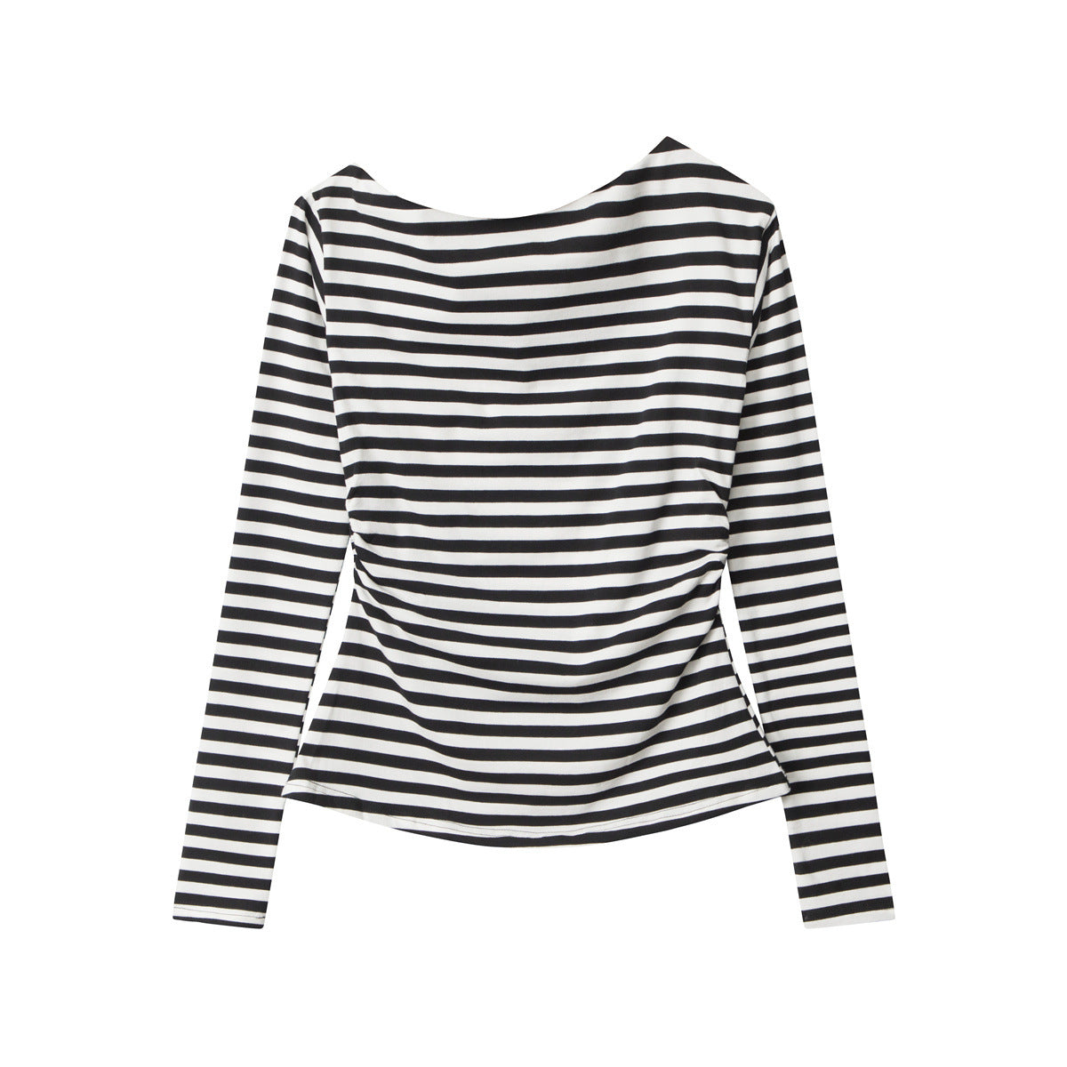 Cardydony Women's Off-Shoulder Striped Top | Cotton Long Sleeve Casual Tee