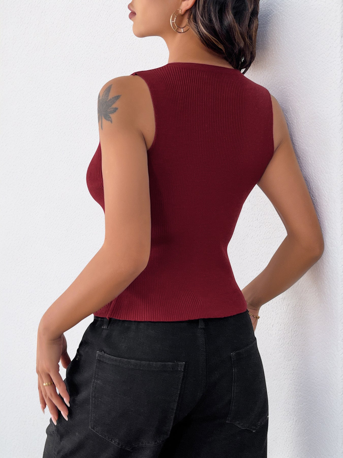 Cardydony Women's Ribbed Cutout Tank Top | Sleeveless Hook Closure
