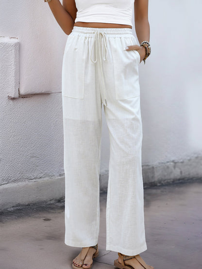 Cardydony Women's Wide Leg Pants | High Waist Drawstring Trousers