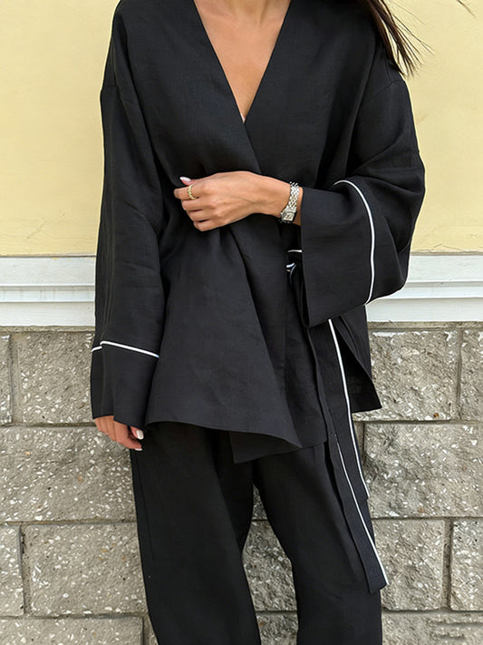 Cardydony Women's Elegant Cardigan And Casual Pants Two-piece Set
