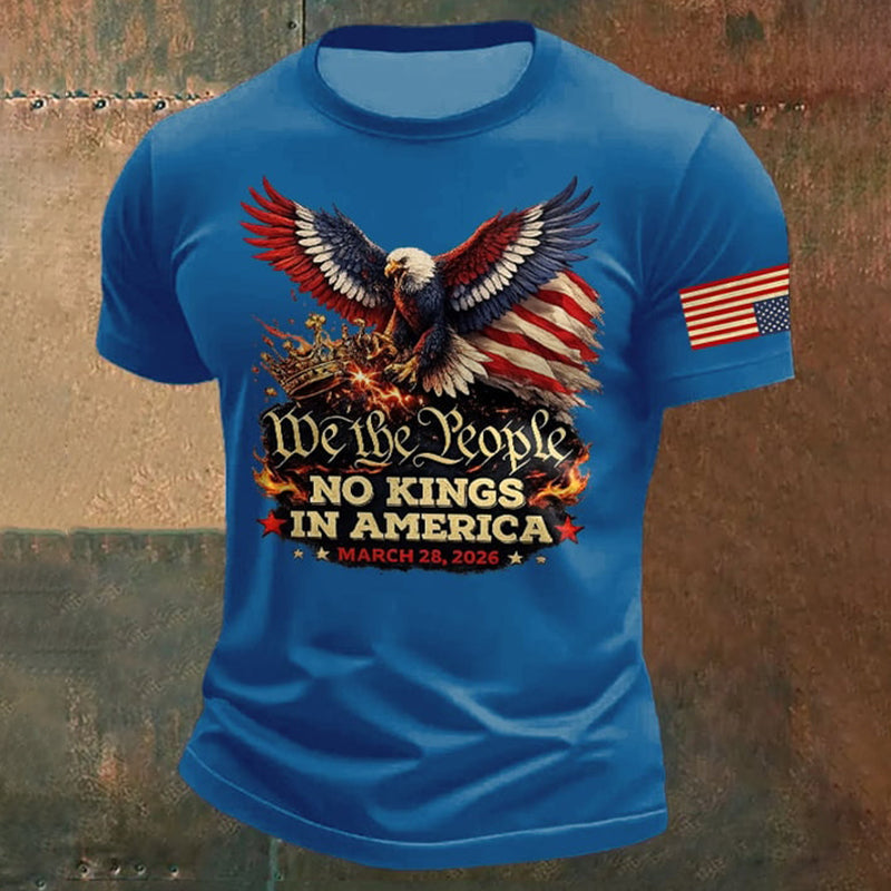 Cardydony Men's Retro We The People No Kings In America March 28 2026 Print T-shirt