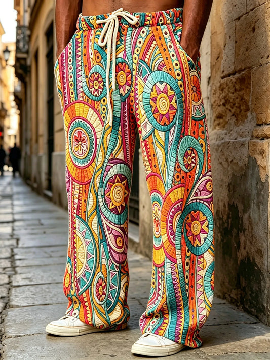 Cardydony Men's Retro Hippie Bohemian Style Casual Pants