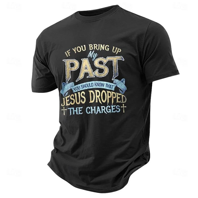 Cardydony Men's Letter Cross Jesus T Shirt
