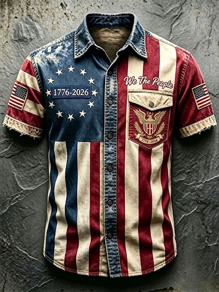 Cardydony Men's Anniversary National Print Shirt