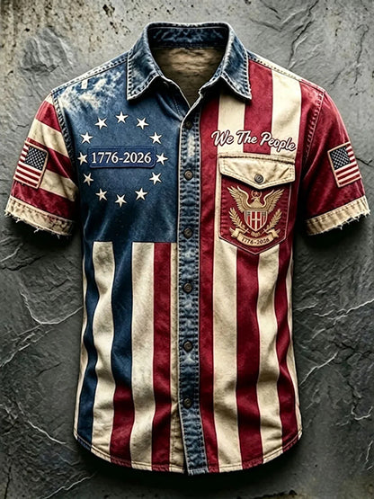 Cardydony Men's Anniversary National Print Shirt