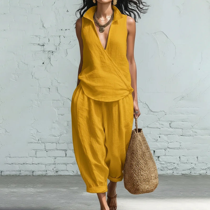 Cardydony Women's Simple Shirt And Wide-leg Pants Two-piece Set