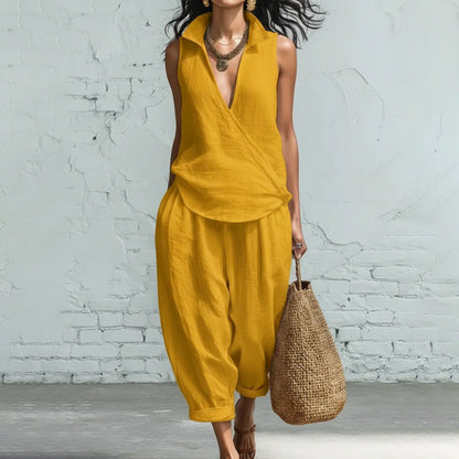 Cardydony Women's Simple Shirt And Wide-leg Pants Two-piece Set