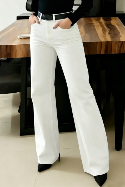 Cardydony Women's  Stylish High-waisted Pockets Casual Women's Jeans