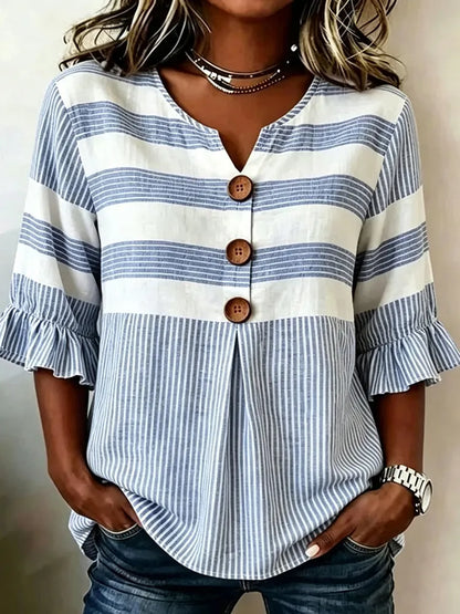 Cardydony Women's Retro Striped Print Casual Top