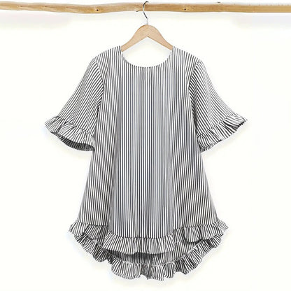 Cardydony Women's Striped Crew Neck Loose Shirt