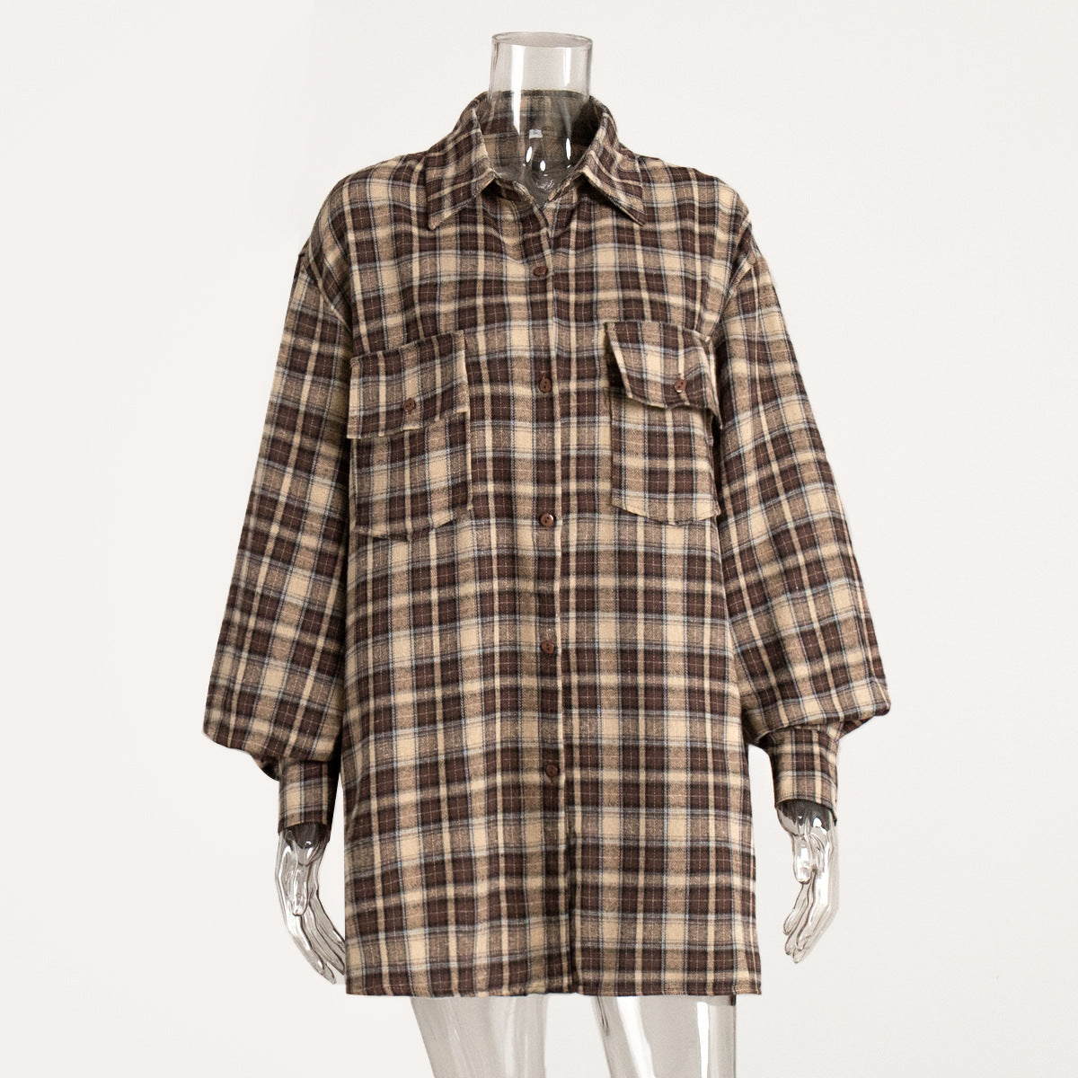 Cardydony Women's Retro Plaid Button-Up Shirt with Relaxed Fit
