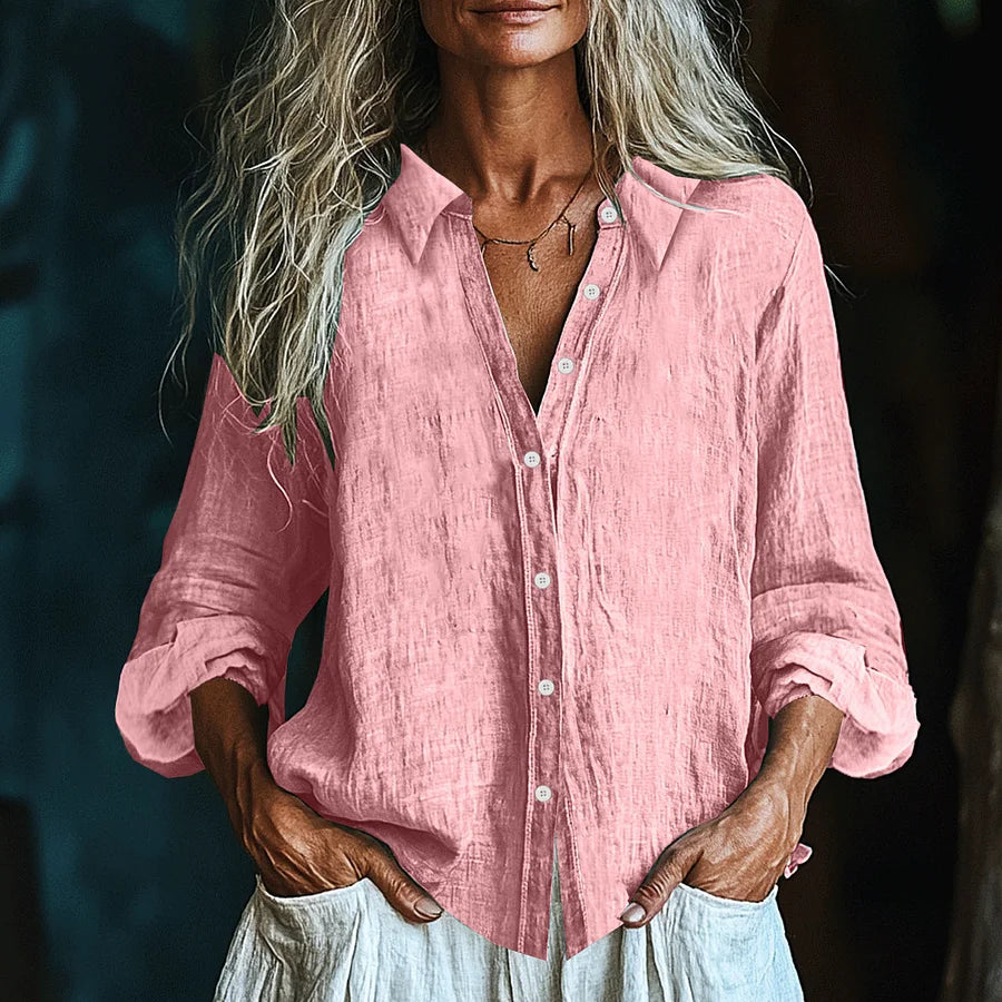 Cardydony Vintage Elegant Art Linen Ruffle Shirt