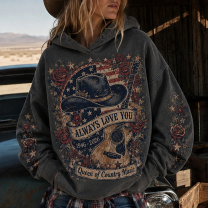 Cardydony Women's Vintage American Legend Forever And Always Memorial Art Print Hoodie