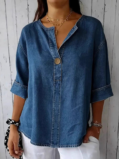 Cardydony Women's Retro Cozy Casual Denim Top