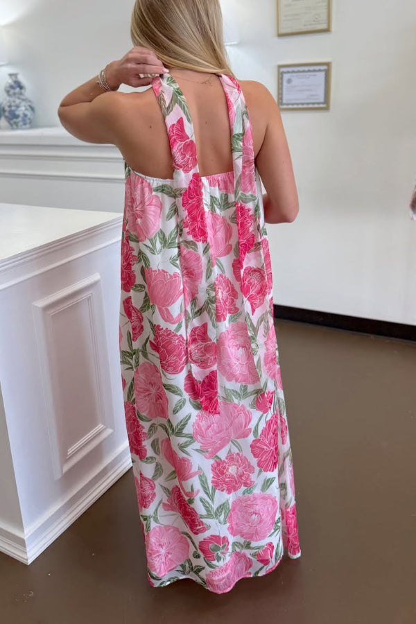 Cardydony Women's Floral Print Sleeveless Off-shoulder Loose Casual Maxi Dress