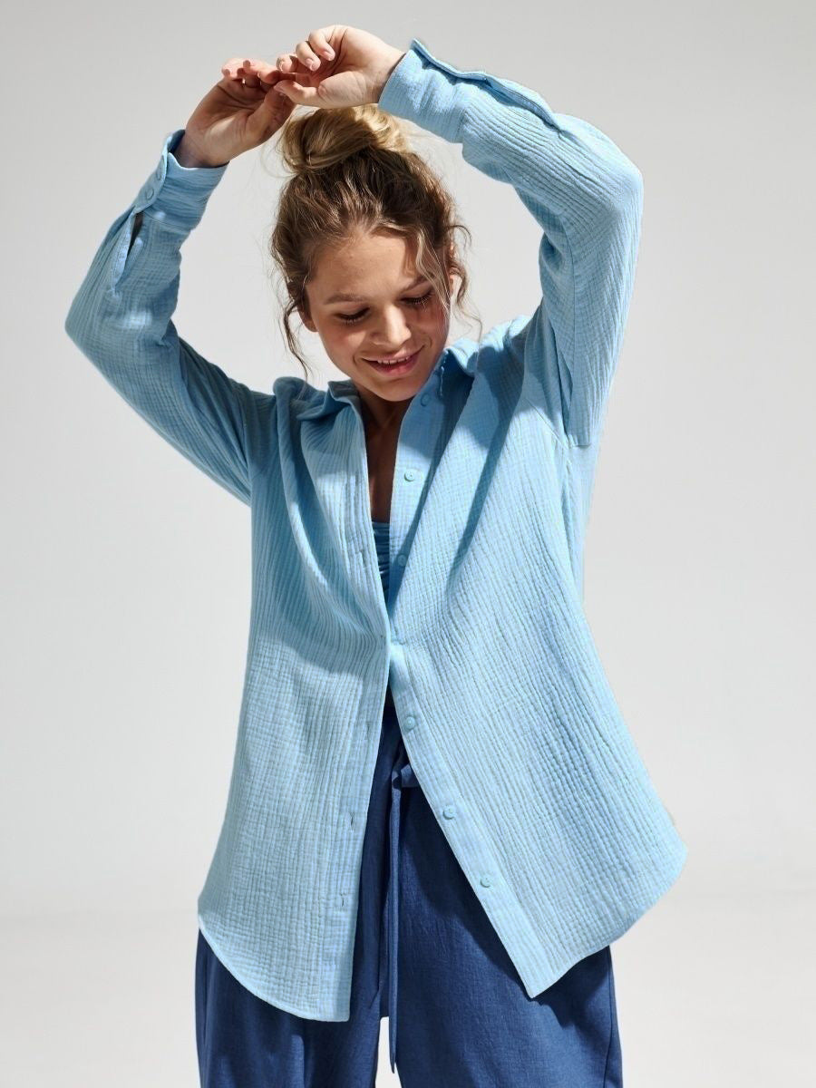 Cardydony Women's Soft Cotton Gauze Button-Up Shirt for Effortless Comfort