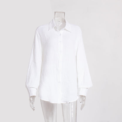Cardydony Women's Soft Cotton Gauze Button-Up Shirt for Effortless Comfort