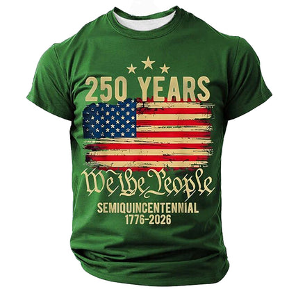 Cardydony Men's Casual Us America 250 Year Anniversary Veterans Day T Shirt