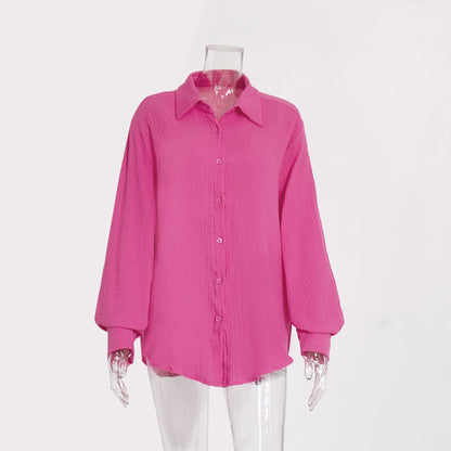 Cardydony Women's Soft Cotton Gauze Button-Up Shirt for Effortless Comfort