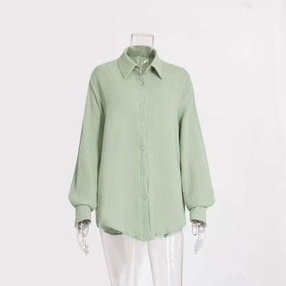 Cardydony Women's Soft Cotton Gauze Button-Up Shirt for Effortless Comfort