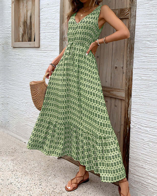 Cardydony Women's Boho Floral Maxi Dress | Sleeveless V-Neck Summer Boho Dresses for Women