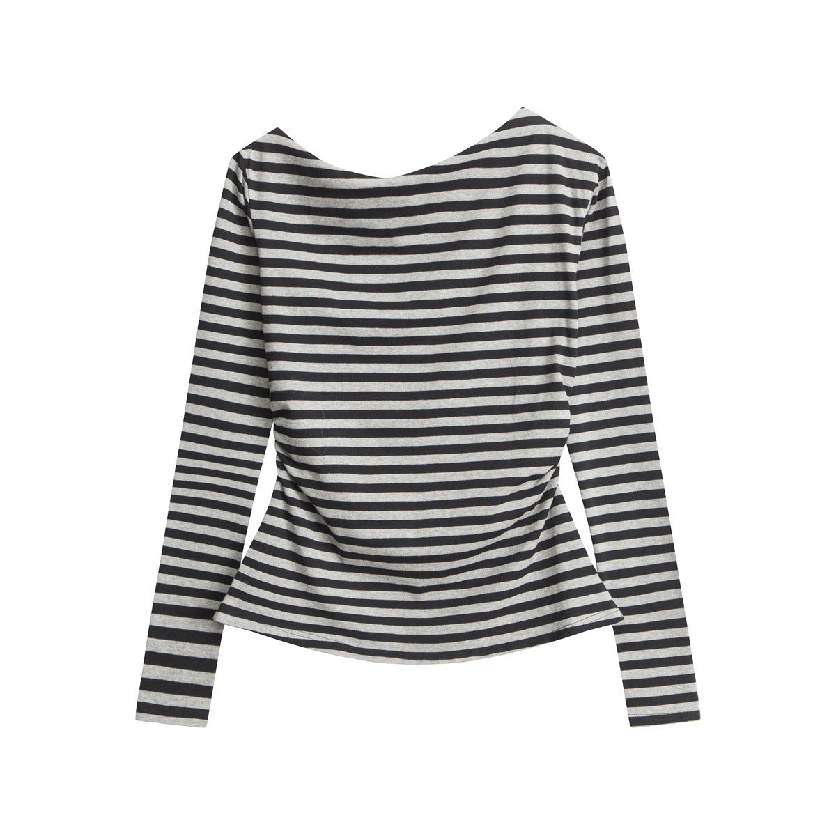 Cardydony Women's Off-Shoulder Striped Top | Cotton Long Sleeve Casual Tee