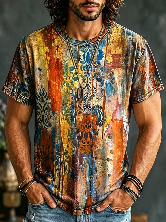 Cardydony Men's Hippie Vintage Tie Dye Print T-shirt