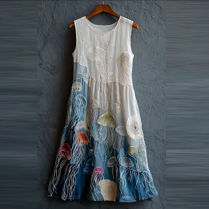 Cardydony Summer Ocean Jellyfish Pattern Design Women's Sleeveless Dress