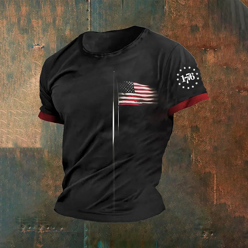 Cardydony Men's We The People 1776 America Flag Independence Day Casual Tee